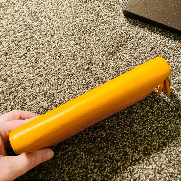 EUC GUCCI LE Japan Exclusive Two Tone Pink & Orange Leather Bamboo Long Wallet - Picture 6 of 16